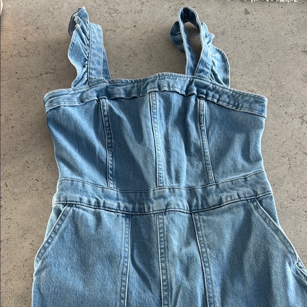 Madewell Denim Ruffle Jumper _size 00 - Picture 3 of 10